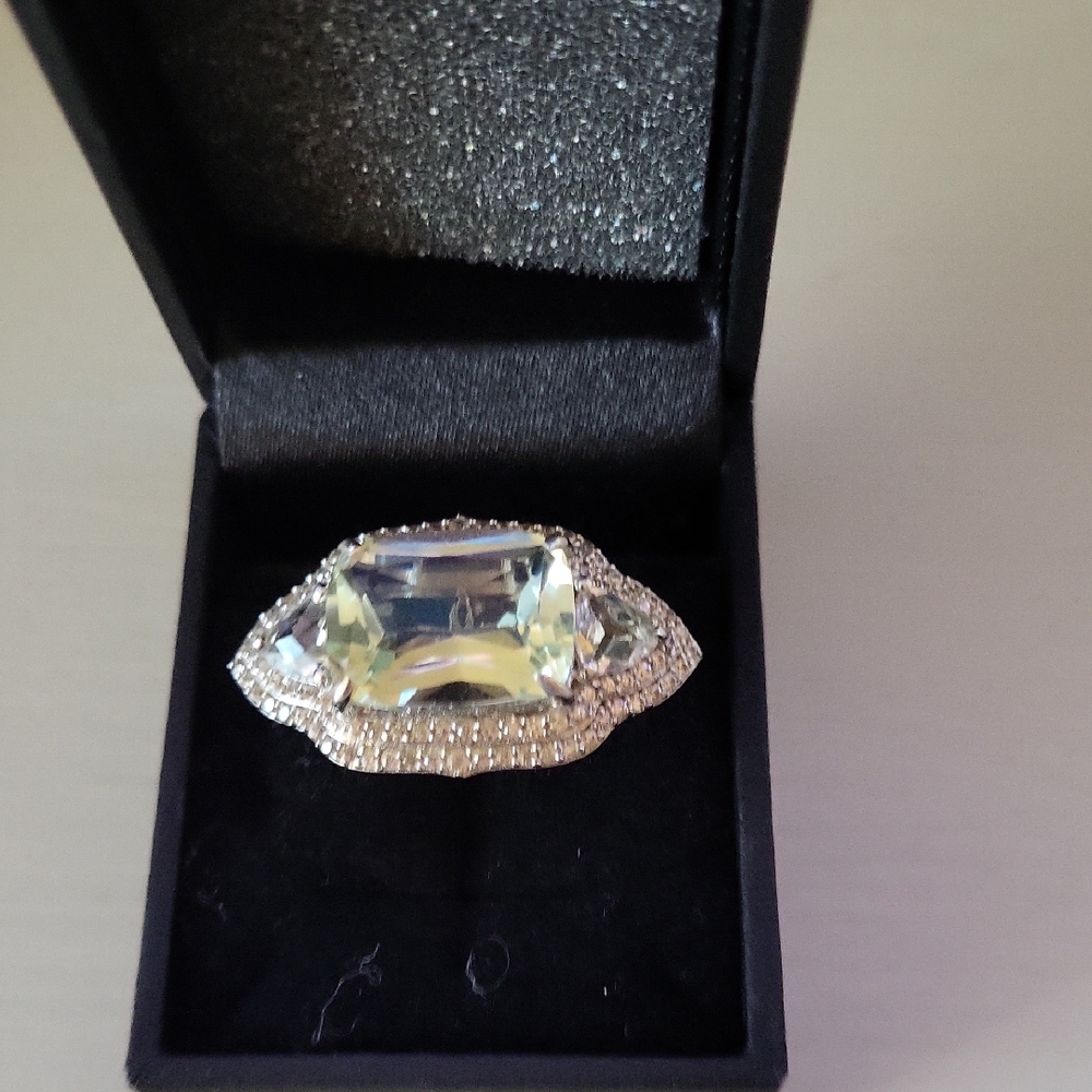 Elegant Silver and Gold Gemstone Ring